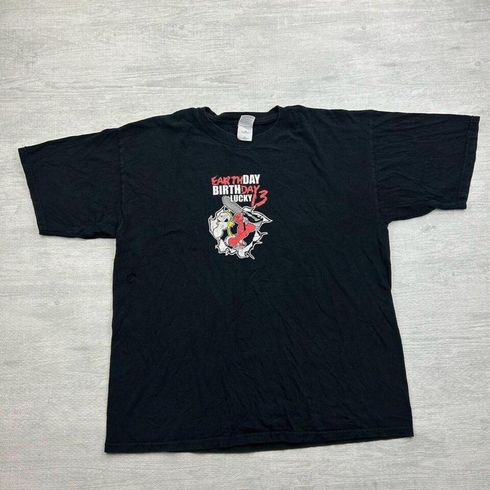 Vintage Earth Day Birth Day Shirt Mens XL Black Rob Zombie Concert Festival Band